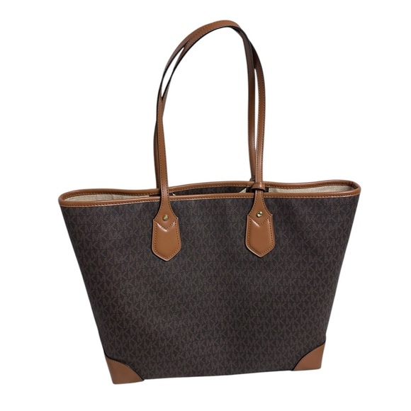 Michael Kors signature brown two handle tote bag with unique graphic  on front - Picture 3 of 13